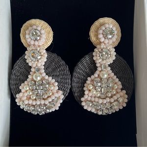 Johanna Ortiz Beige and Gray Statement Earrings